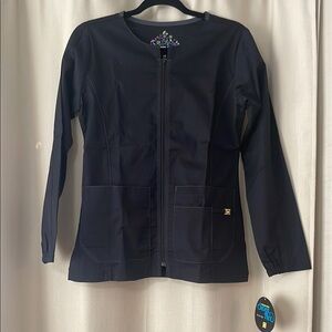Women's Black Zip-Up Scrubs Jacket